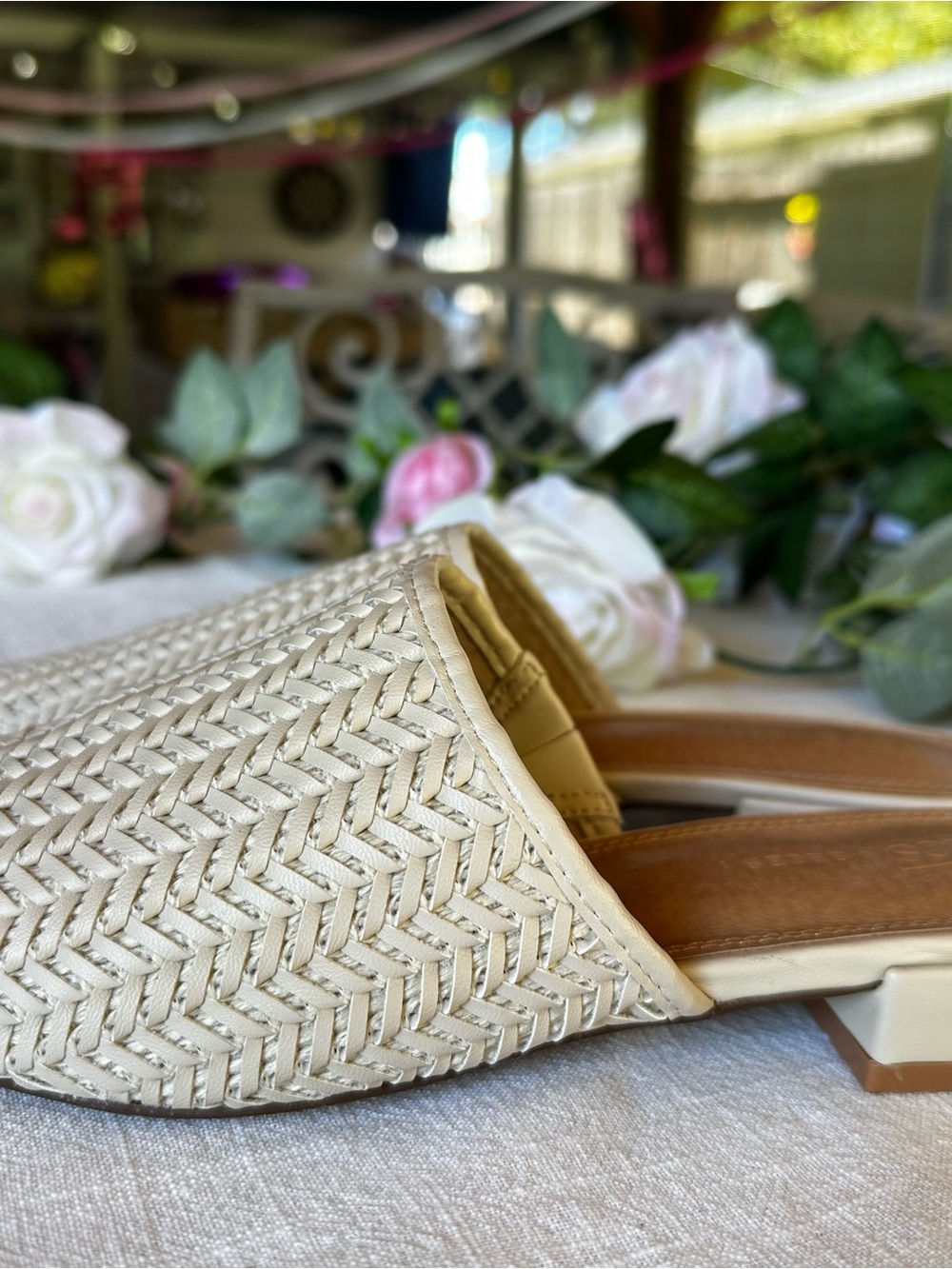 Cream Woven Slide Mules - Women's Slip-On Flats